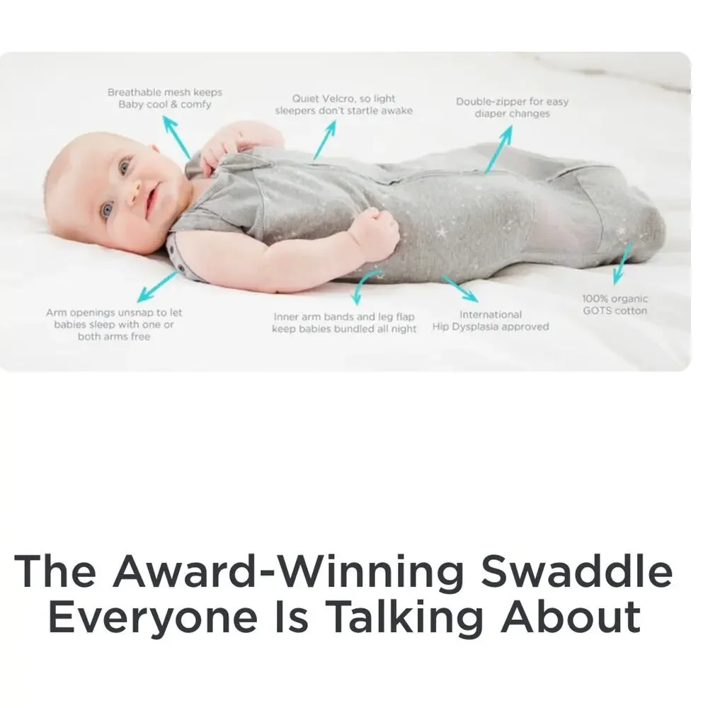 Sleepea 5-Second Baby Swaddle Charcoal Planets Size Small